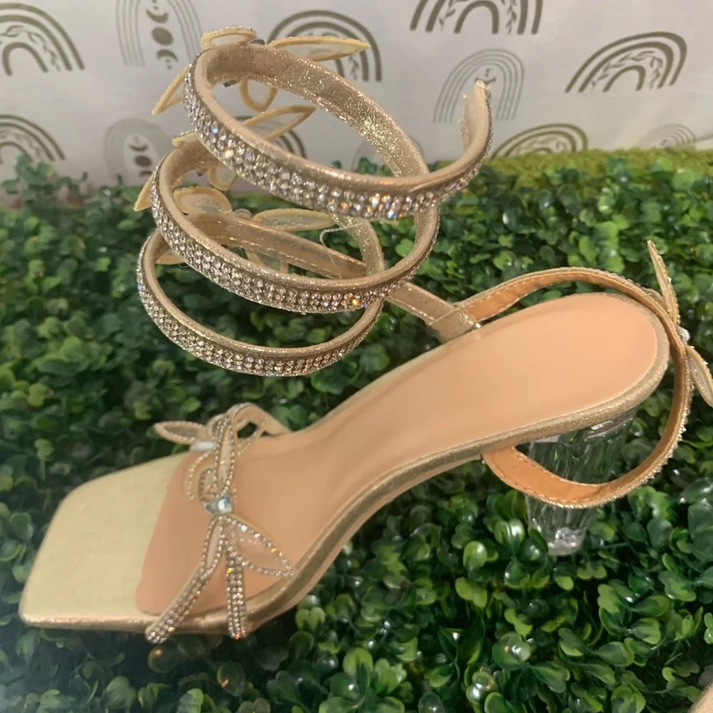 Elegant Gold Strappy Heels